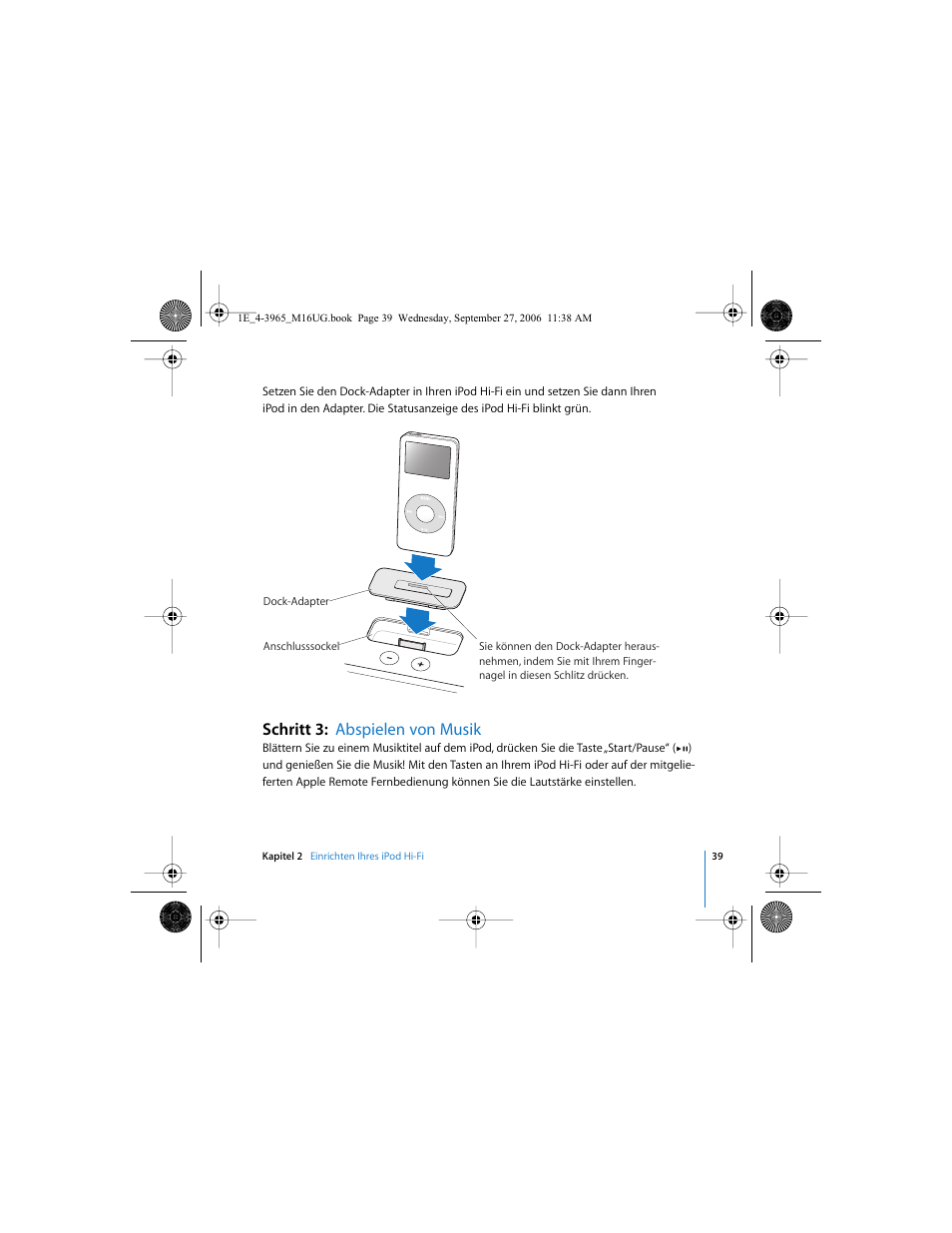 Schritt 3: abspielen von musik | Apple iPod Hi-Fi User Manual | Page 39 / 106