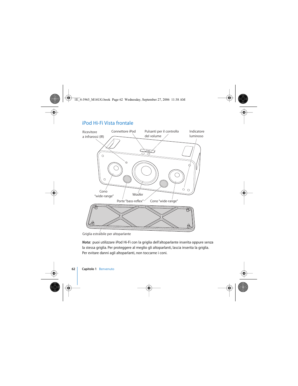 Ipod hi-fi vista frontale | Apple iPod Hi-Fi User Manual | Page 62 / 106