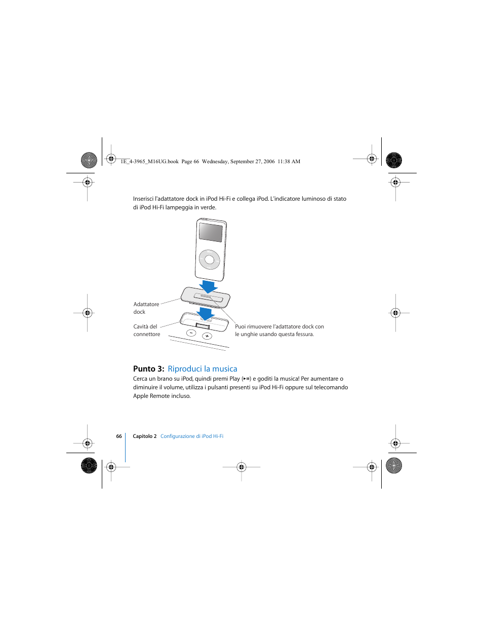 Punto 3: riproduci la musica | Apple iPod Hi-Fi User Manual | Page 66 / 106