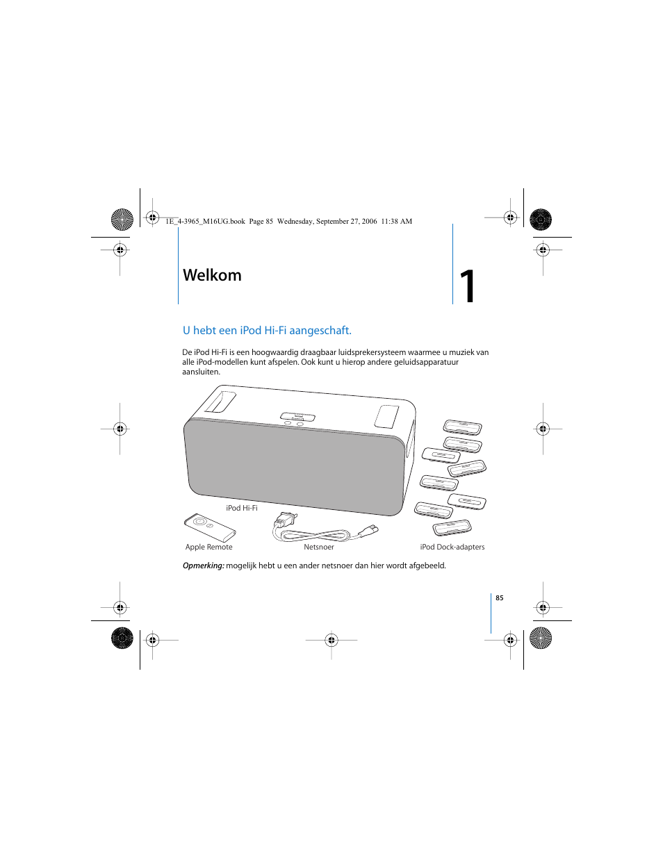 Welkom | Apple iPod Hi-Fi User Manual | Page 85 / 106