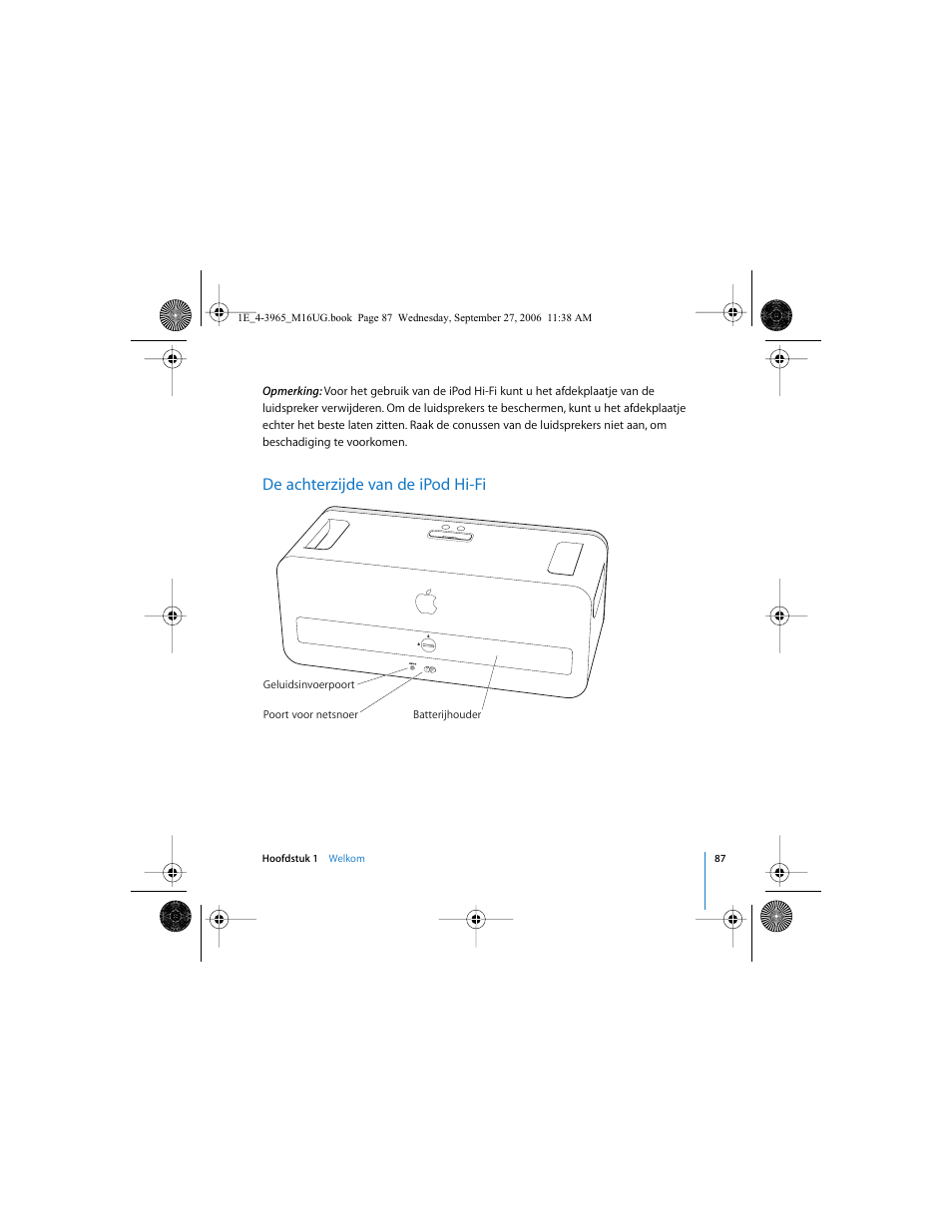 De achterzijde van de ipod hi-fi | Apple iPod Hi-Fi User Manual | Page 87 / 106