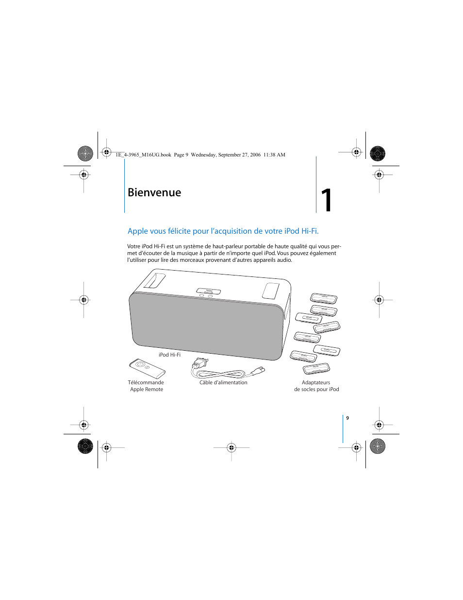 Bienvenue | Apple iPod Hi-Fi User Manual | Page 9 / 106