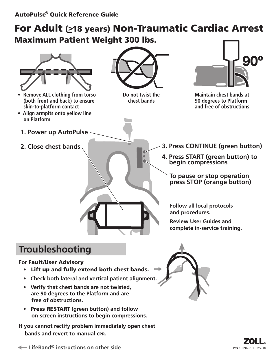 ZOLL AutoPulse Rev D Quick Reference Guide User Manual | 2 pages