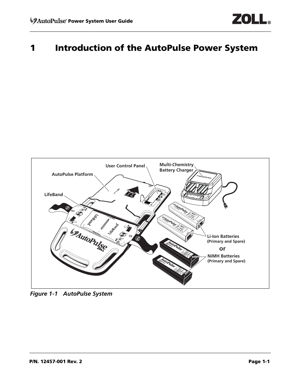 1 introduction of the autopulse power system, Figure 1-1 autopulse system, 1 introduction of the autopulse power system -1 | Figure 1-1 autopulse system -1, 1introduction of the autopulse power system | ZOLL AutoPulse Rev A User Manual | Page 11 / 50