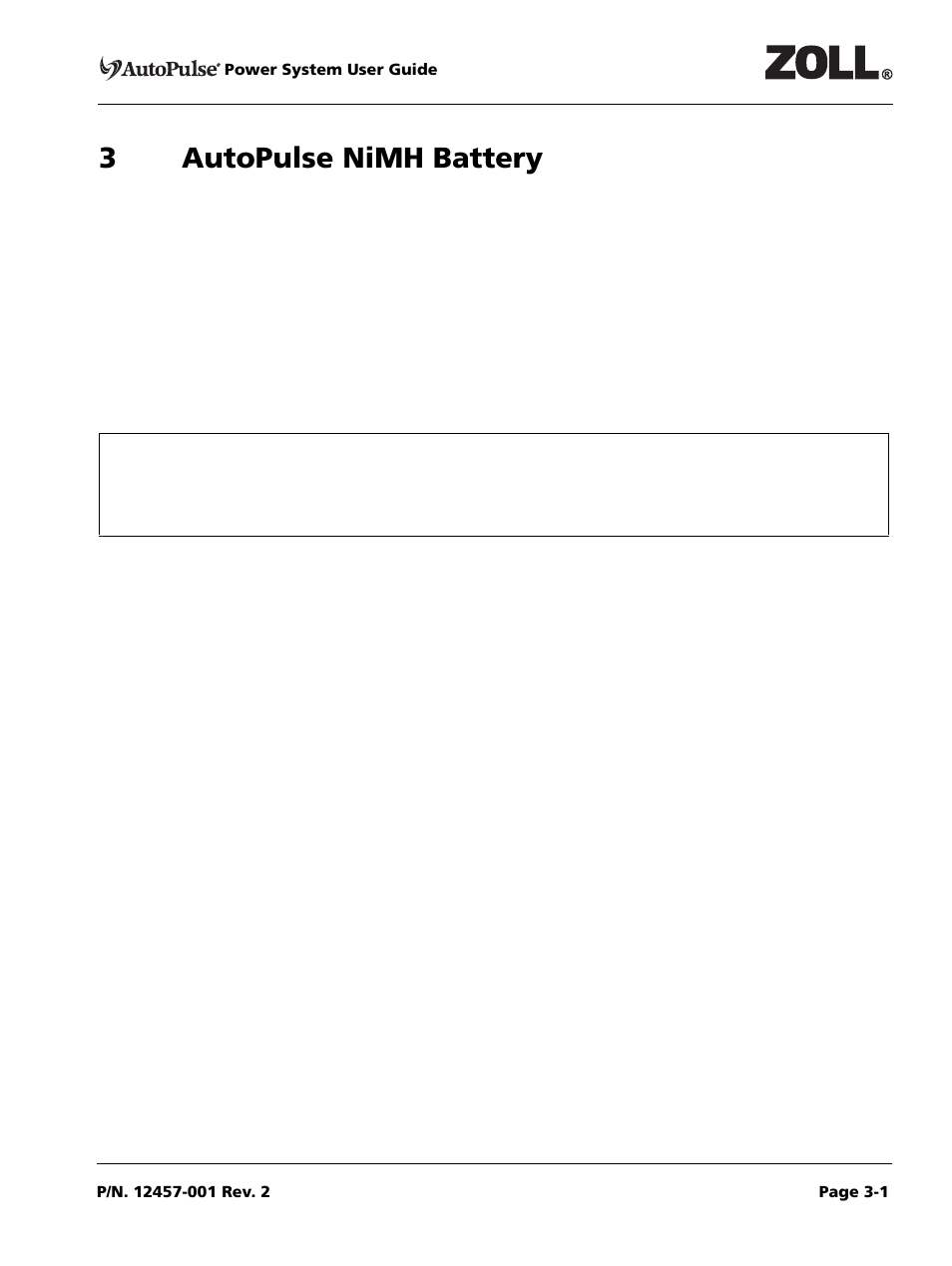 3 autopulse nimh battery, 3 autopulse nimh battery -1, 3autopulse nimh battery | ZOLL AutoPulse Rev A User Manual | Page 15 / 50