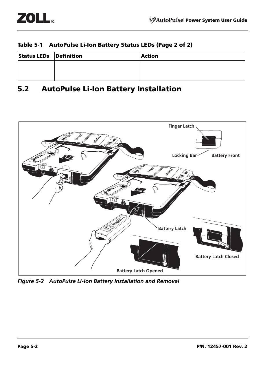 2 autopulse li-ion battery installation, 2 autopulse li-ion battery installation -2 | ZOLL AutoPulse Rev A User Manual | Page 24 / 50