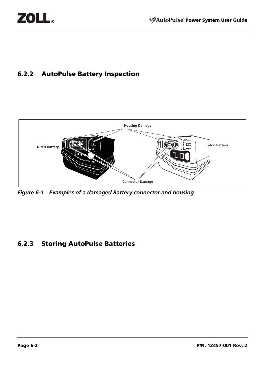 2 autopulse battery inspection, 3 storing autopulse batteries | ZOLL AutoPulse Rev A User Manual | Page 32 / 50