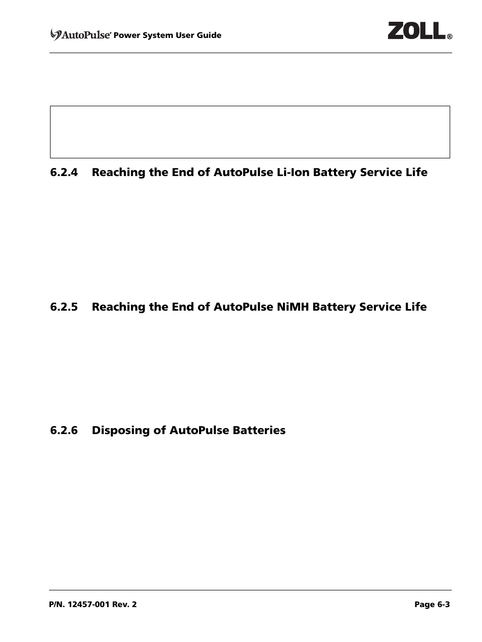 6 disposing of autopulse batteries | ZOLL AutoPulse Rev A User Manual | Page 33 / 50