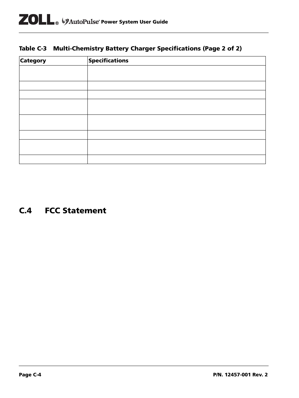 C.4 fcc statement | ZOLL AutoPulse Rev A User Manual | Page 46 / 50