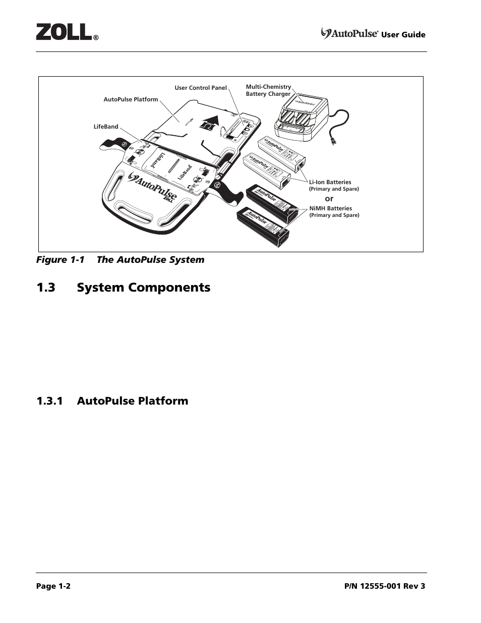 3 system components, 1 autopulse platform | ZOLL AutoPulse 100 User Manual | Page 14 / 90