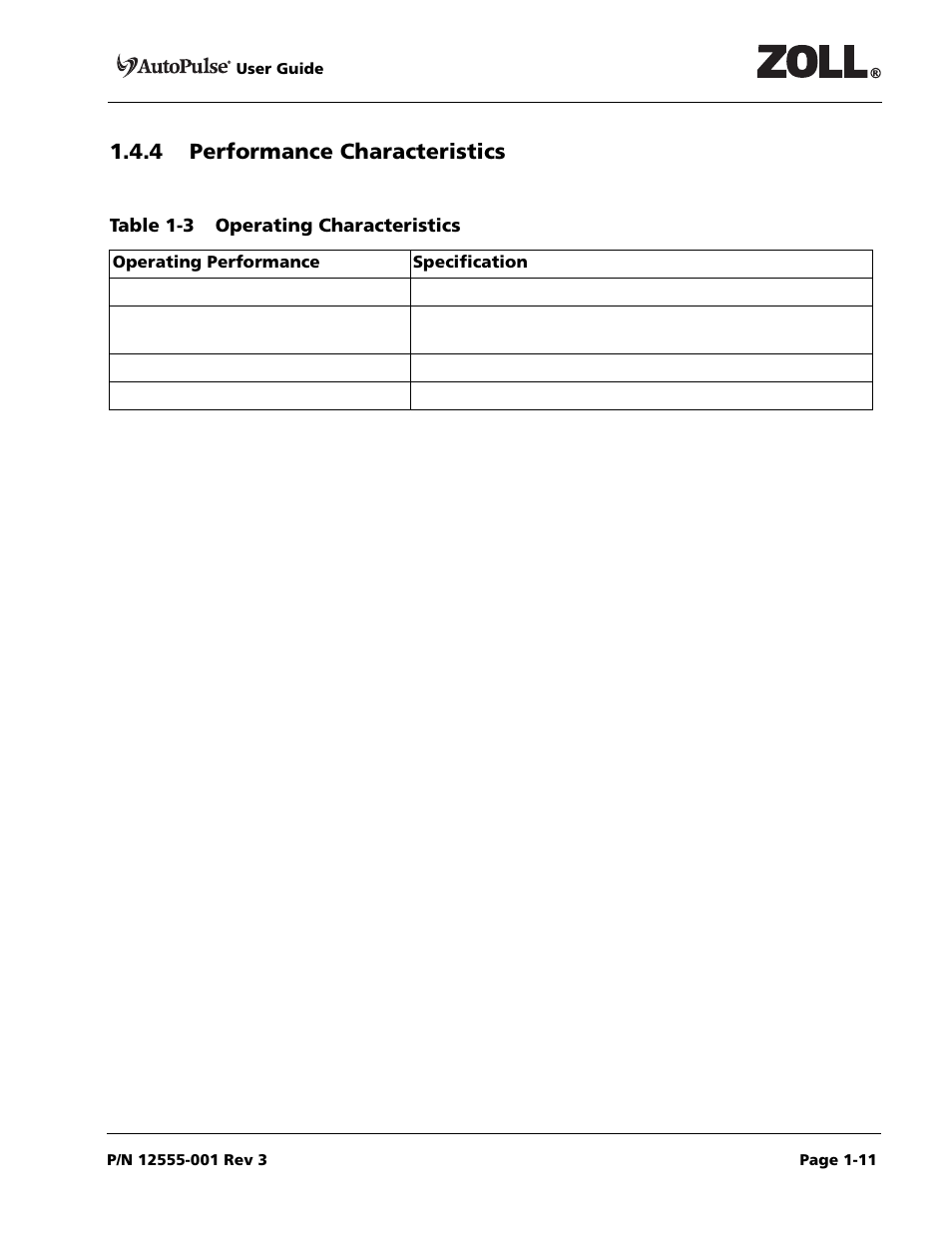 4 performance characteristics | ZOLL AutoPulse 100 User Manual | Page 23 / 90
