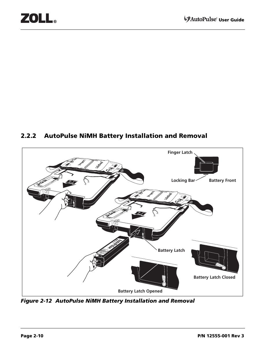 2 autopulse nimh battery installation and removal | ZOLL AutoPulse 100 User Manual | Page 34 / 90