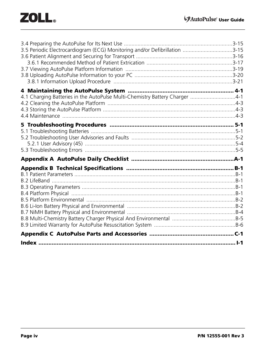 ZOLL AutoPulse 100 User Manual | Page 4 / 90