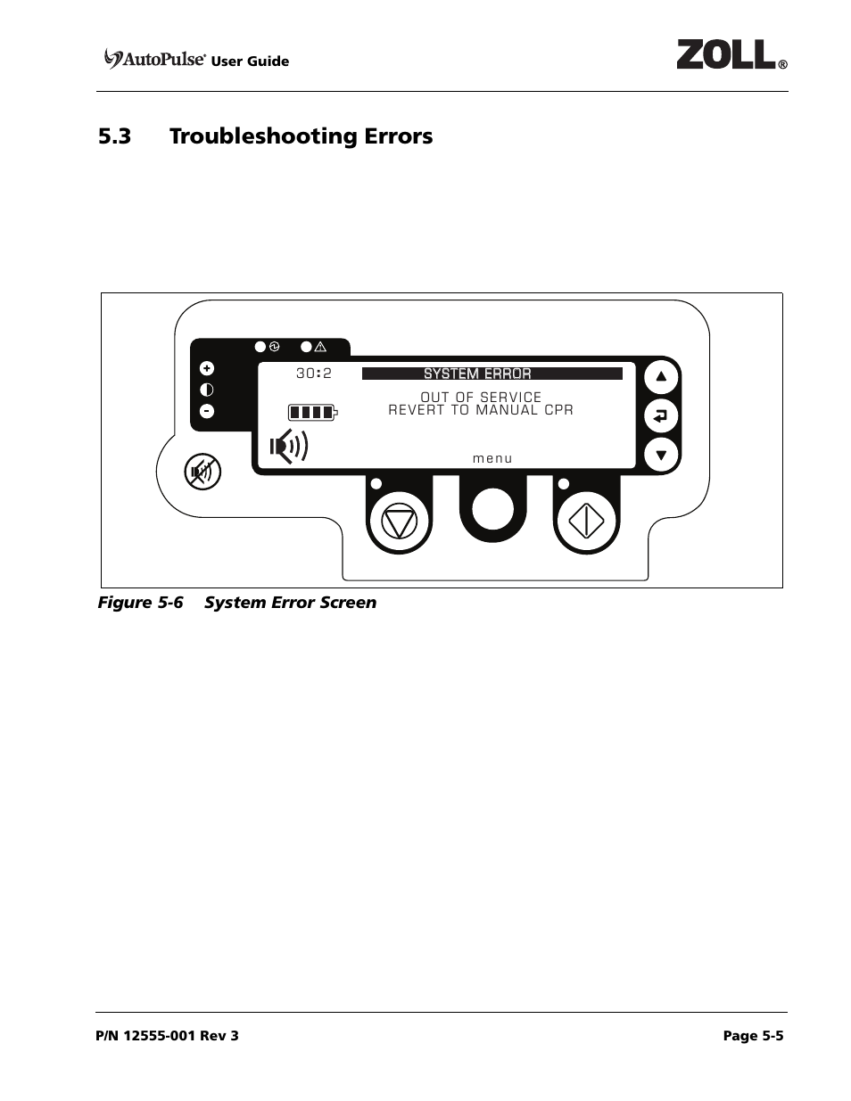 3 troubleshooting errors | ZOLL AutoPulse 100 User Manual | Page 73 / 90