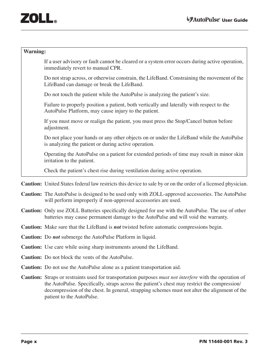 ZOLL AutoPulse Rev D Users Guide User Manual | Page 10 / 86