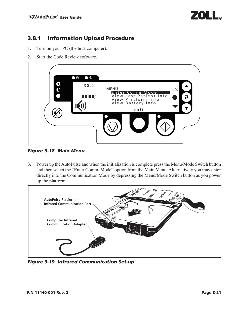 1 information upload procedure, 1 information upload procedure -21 | ZOLL AutoPulse Rev D Users Guide User Manual | Page 59 / 86