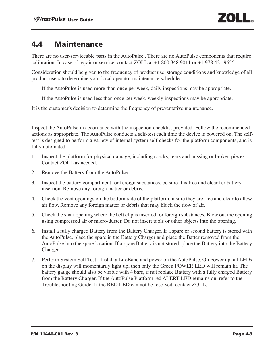 4 maintenance, 4 maintenance -3 | ZOLL AutoPulse Rev D Users Guide User Manual | Page 65 / 86