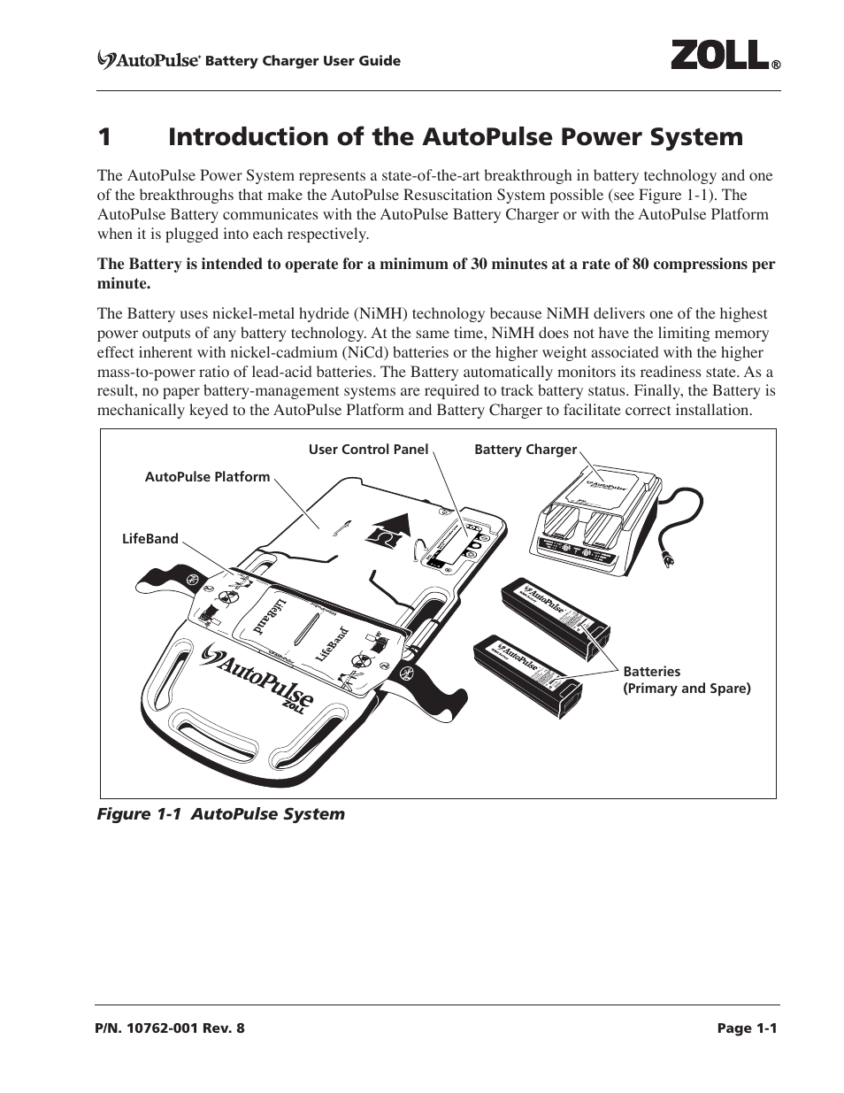 1 introduction of the autopulse power system, 1 introduction of the autopulse power system -1, Figure 1-1 autopulse system -1 | ZOLL AutoPulse Rev C User Manual | Page 11 / 36