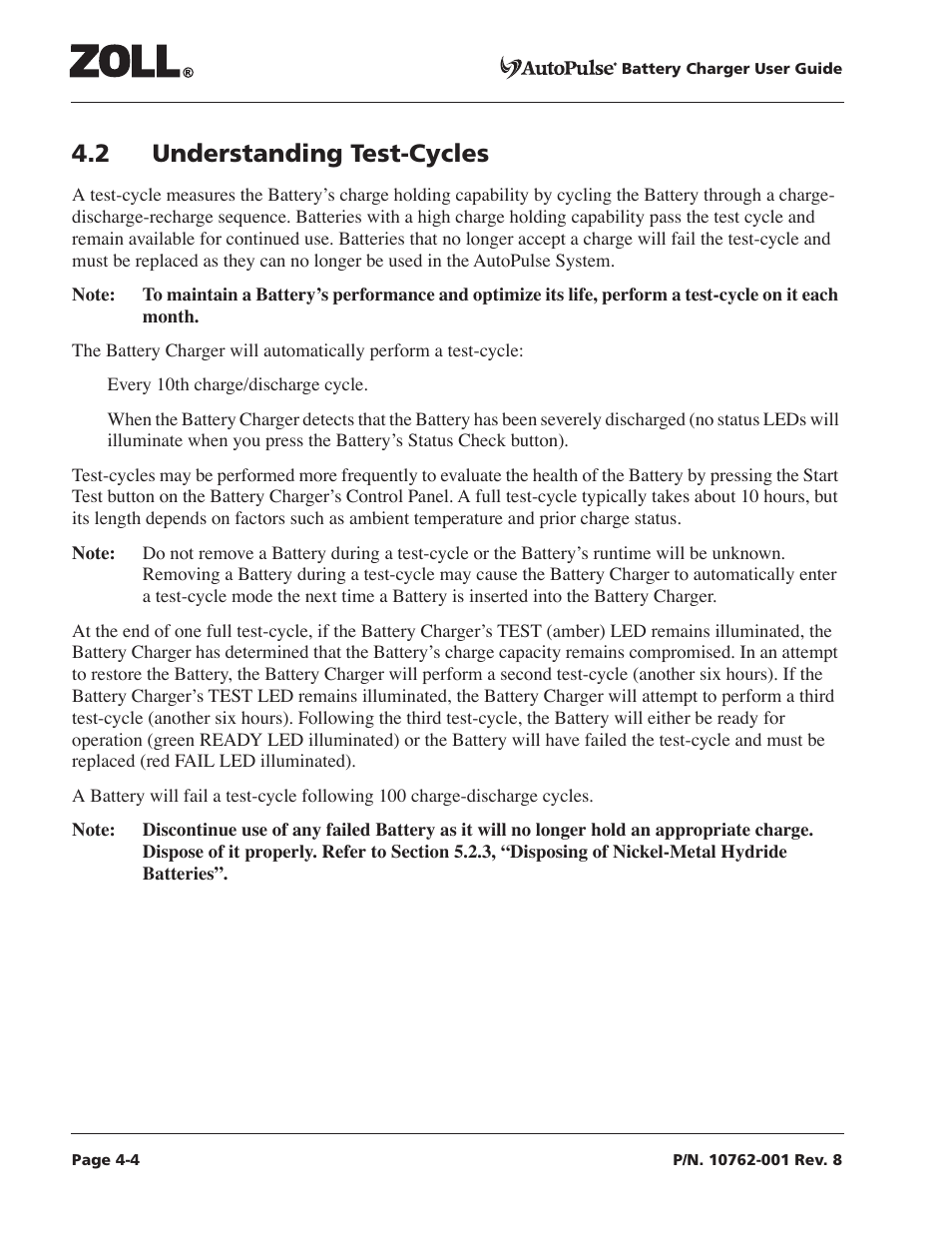2 understanding test-cycles, 2 understanding test-cycles -4 | ZOLL AutoPulse Rev C User Manual | Page 22 / 36