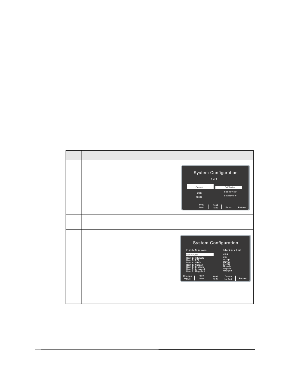 General parameters, Procedure, Code markers | Device identifier, Configuration mode passcode, System configuration | ZOLL E Series Monitor Defibrillator Rev M User Manual | Page 14 / 68