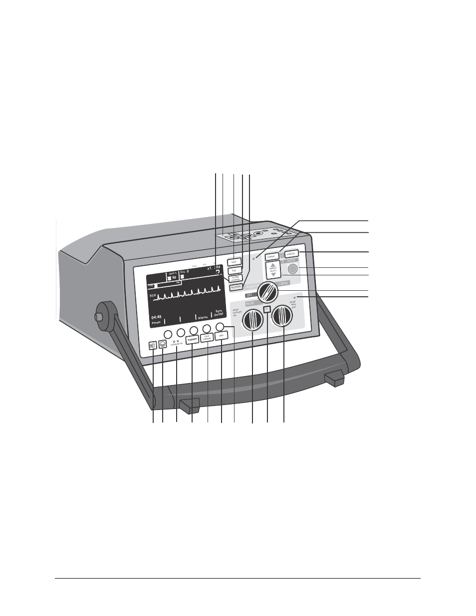 Selector switch, Energy select buttons, Charge button | ZOLL E Series Monitor Defibrillator Rev R User Manual | Page 25 / 132