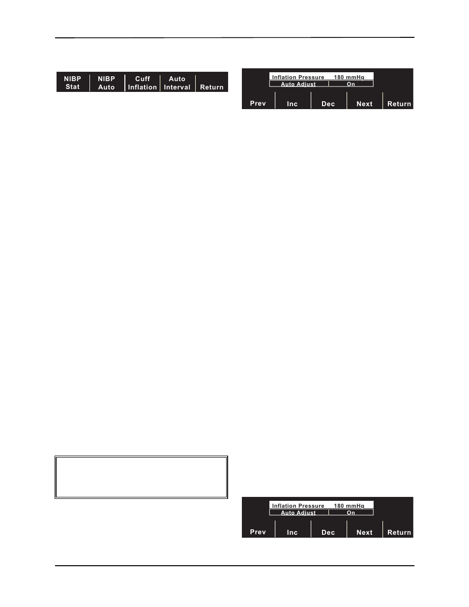 Selecting cuff inflation settings | ZOLL E Series Monitor Defibrillator Rev G NIBP User Manual | Page 9 / 18