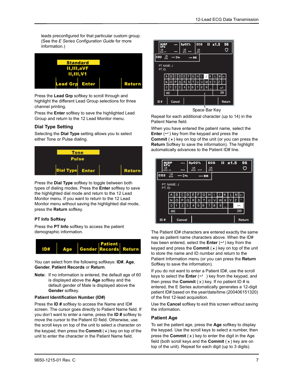 Dial type setting, Patient age | ZOLL E Series Monitor Defibrillator Rev C User Manual | Page 9 / 20
