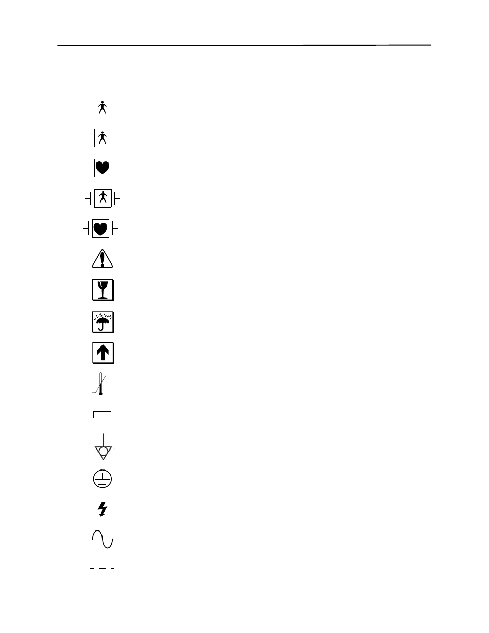 Symbols used on the equipment | ZOLL E Series Monitor Defibrillator Rev D User Manual | Page 160 / 280