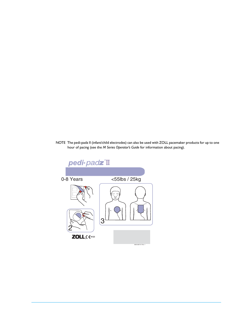 Applying pedi-padz ii (infant/child electrodes), Infant/child defibrillation electrodes | ZOLL AED Plus Fully Automatic Rev B User Manual | Page 23 / 52