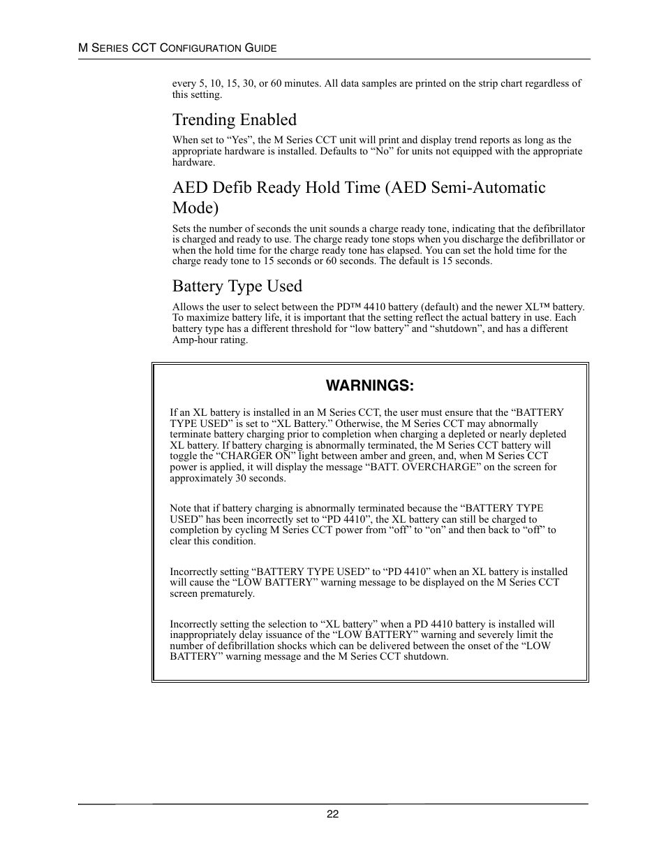 Trending enabled, Battery type used, Rending | Nabled, Aed d, Efib, Eady, Aed s, Utomatic, Attery | ZOLL M Series CCT Defibrillator Rev A User Manual | Page 26 / 38