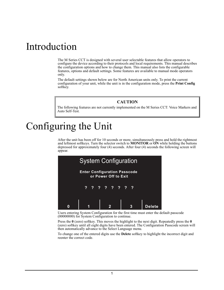 Introduction, Configuring the unit, 6\vwhp&rqiljxudwlrq | ZOLL M Series CCT Defibrillator Rev A User Manual | Page 5 / 38