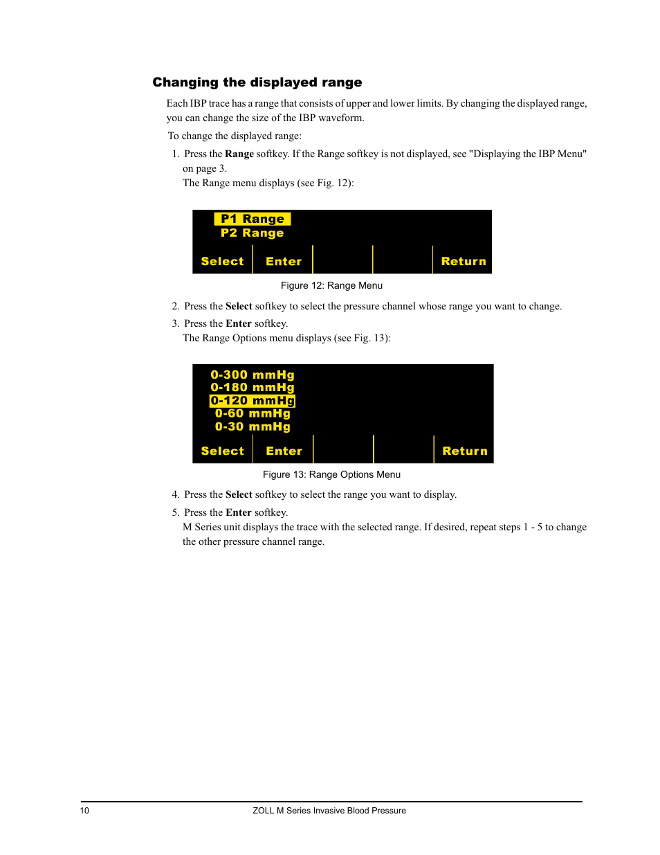 Changing the displayed range | ZOLL M Series CCT Defibrillator Rev D User Manual | Page 16 / 26
