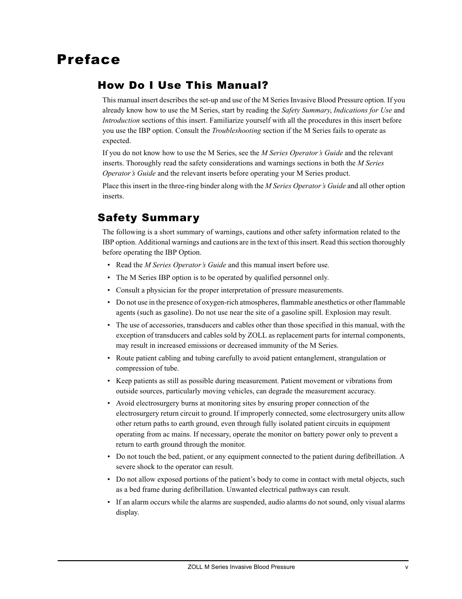 Preface, How do i use this manual, Safety summary | ZOLL M Series CCT Defibrillator Rev D User Manual | Page 5 / 26