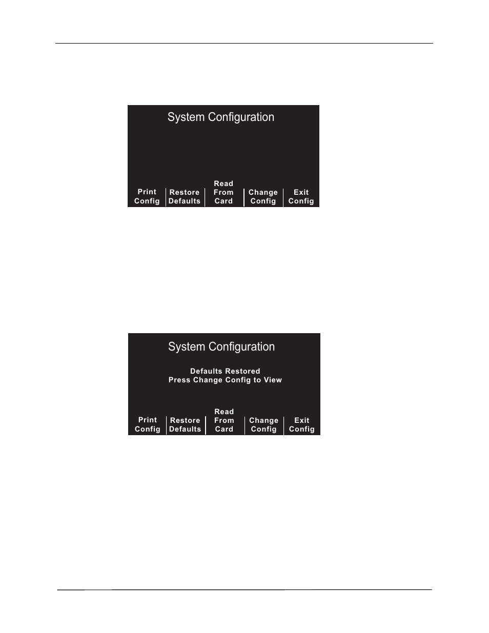 Main configuration menu, Print config, Restore defaults | 6\vwhp&rqiljxudwlrq | ZOLL M Series Defibrillator Rev YC User Manual | Page 7 / 34