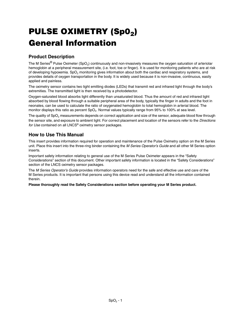 Product description, How to use this manual, Pulse oximetry (sp0 | General information | ZOLL M Series Defibrillator Rev M User Manual | Page 3 / 14
