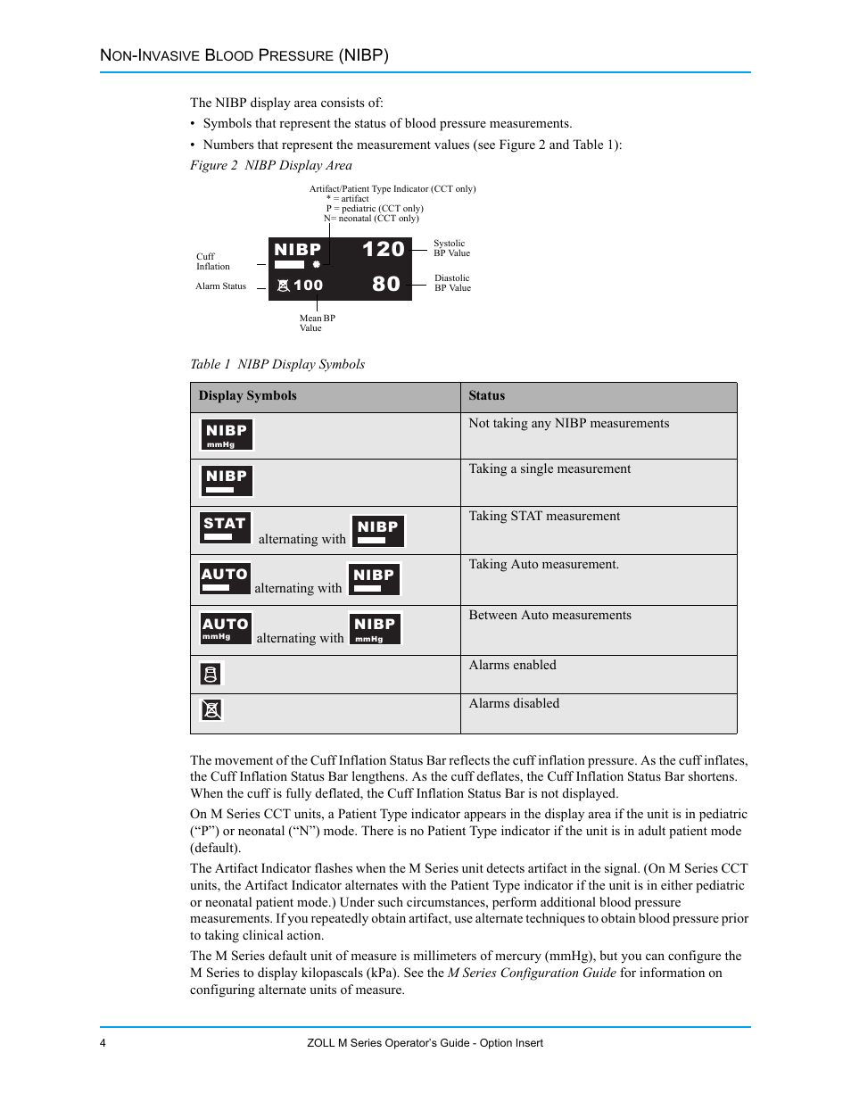 Nibp), Nibp | ZOLL M Series Defibrillator Rev G NIBP User Manual | Page 10 / 30