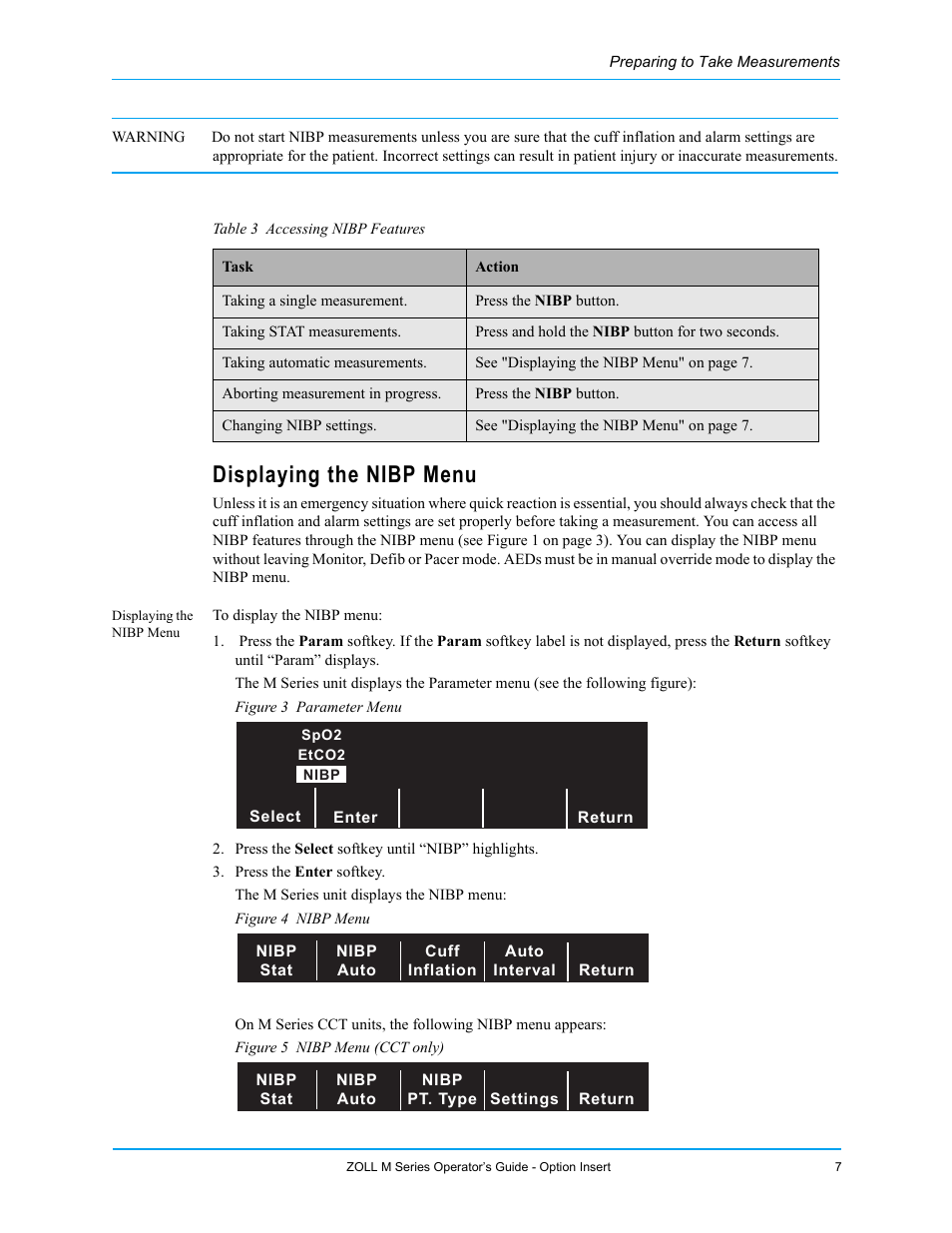 Displaying the nibp menu | ZOLL M Series Defibrillator Rev G NIBP User Manual | Page 13 / 30