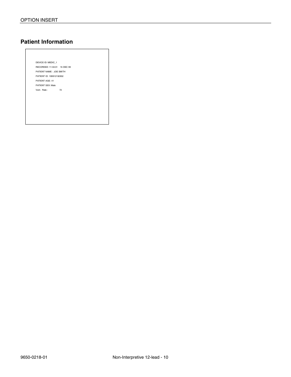 Patient information, Option insert | ZOLL M Series Defibrillator Rev B Non-Int 12 Lead User Manual | Page 12 / 20