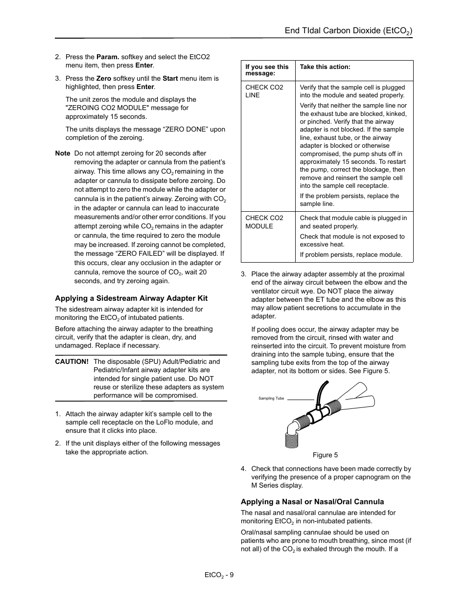 Applying a sidestream airway adapter kit, Applying a nasal or nasal/oral cannula, End tidal carbon dioxide (etco | ZOLL M Series Defibrillator Rev D ETCO2 User Manual | Page 11 / 24