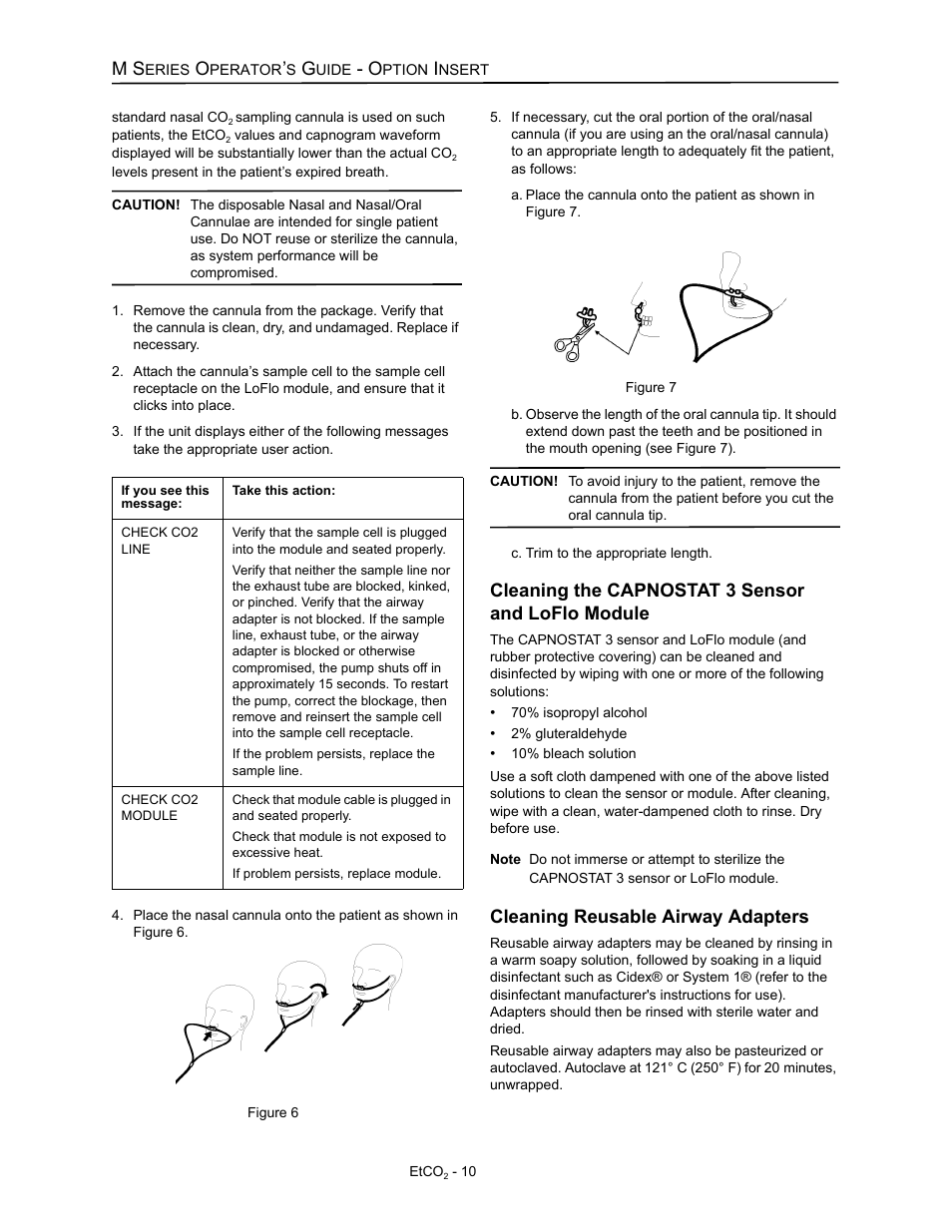 Cleaning the capnostat 3 sensor and loflo module, Cleaning reusable airway adapters | ZOLL M Series Defibrillator Rev D ETCO2 User Manual | Page 12 / 24