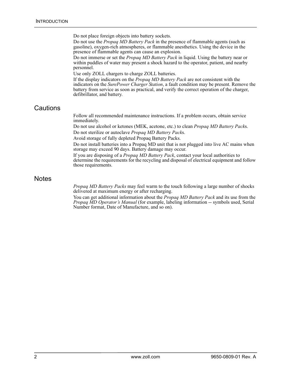 Cautions | ZOLL Propaq MD Rev A User Manual | Page 4 / 10