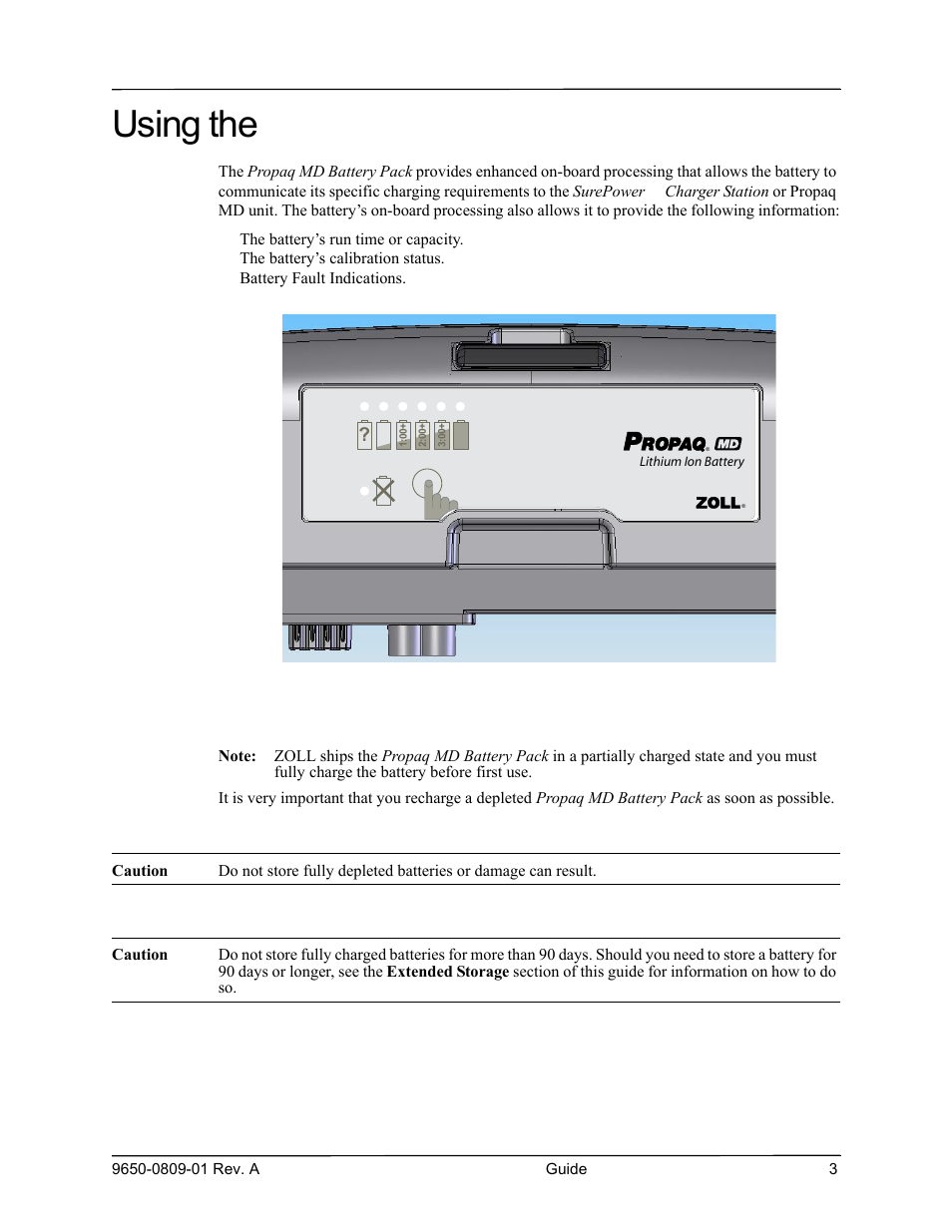 Using the propaq md battery pack | ZOLL Propaq MD Rev A User Manual | Page 5 / 10