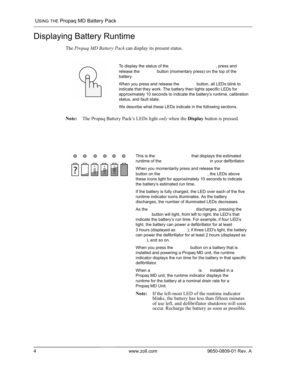 Displaying battery runtime | ZOLL Propaq MD Rev A User Manual | Page 6 / 10