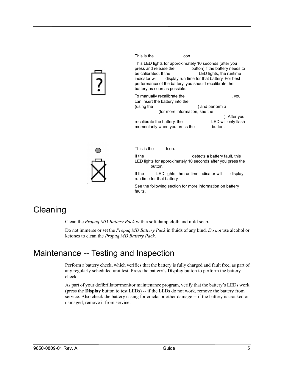 Cleaning, Maintenance -- testing and inspection | ZOLL Propaq MD Rev A User Manual | Page 7 / 10