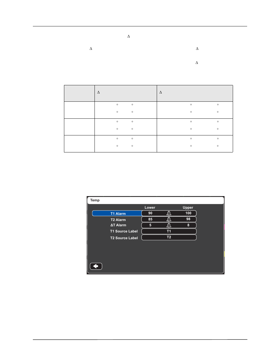 Setting upper and lower temperature alarm limits, Selecting the temperature label | ZOLL Propaq MD Rev A User Manual | Page 148 / 238