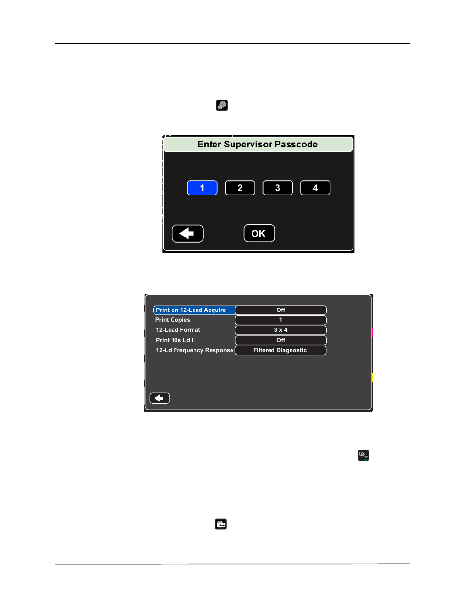 Lead print and display options, Selecting 12-lead acquire, Specifying the number of 12-lead print copies | ZOLL Propaq MD Rev A User Manual | Page 160 / 238