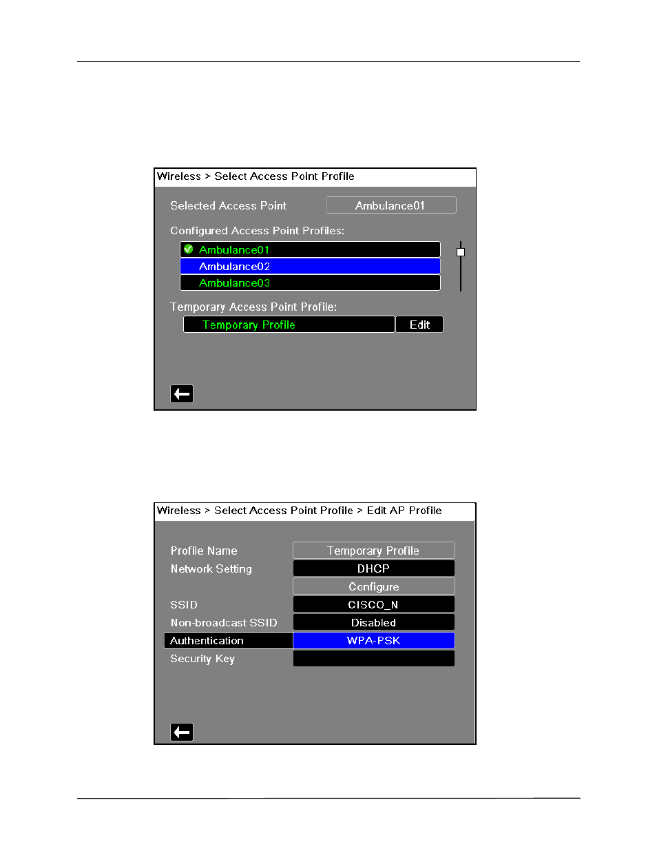Creating a temporary access point profile | ZOLL Propaq MD Rev C User Manual | Page 244 / 326