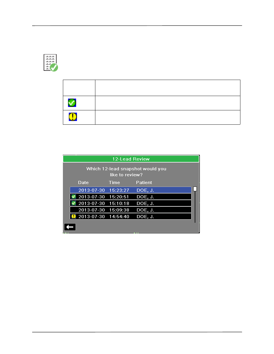 Transmission status of 12 lead snapshots | ZOLL Propaq MD Rev C User Manual | Page 267 / 326