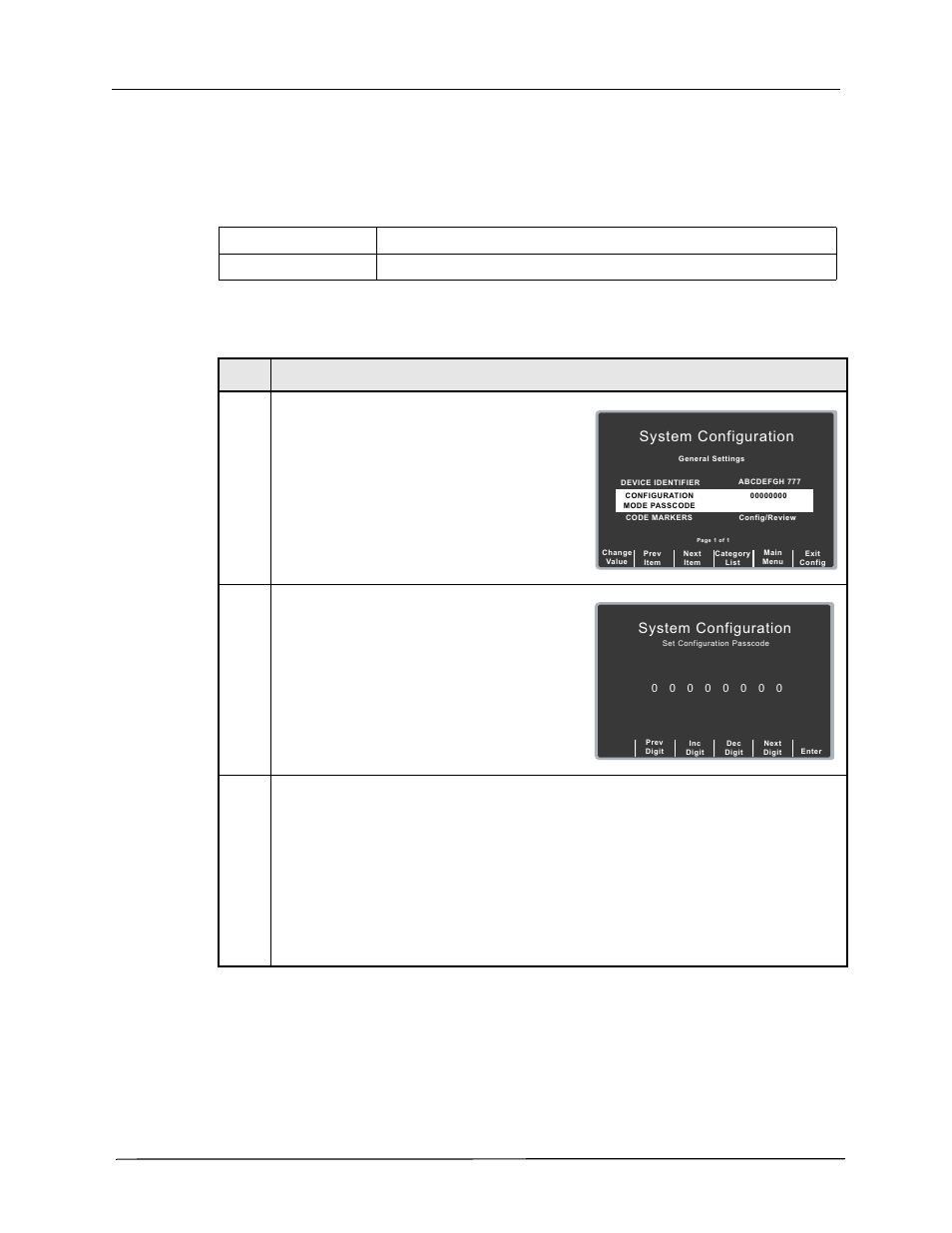 Configuration mode passcode, Procedure, System configuration | ZOLL R Series Monitor Defibrillator Rev K CONFIGURATION User Manual | Page 22 / 74