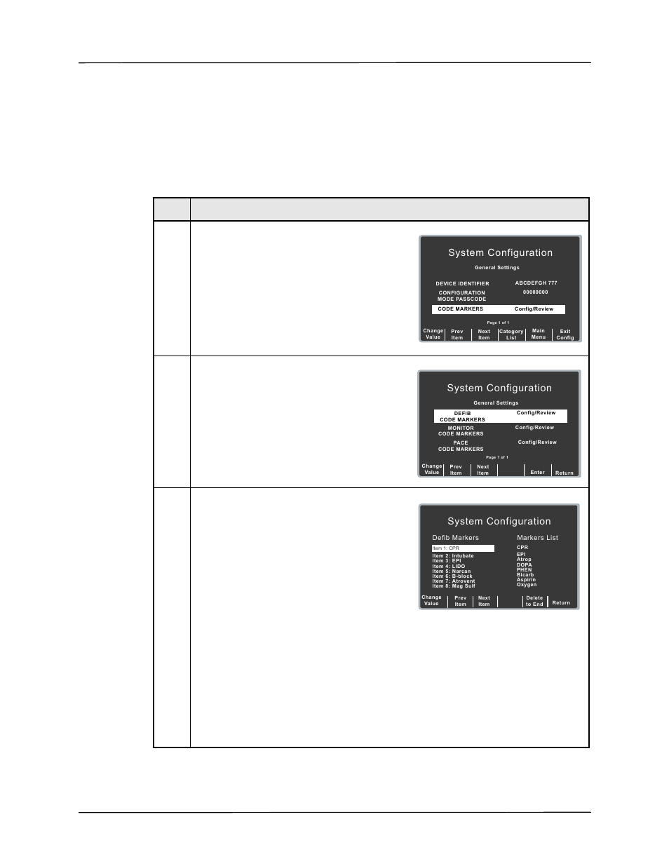 Code markers, Procedure, System configuration | ZOLL R Series Monitor Defibrillator Rev K CONFIGURATION User Manual | Page 23 / 74